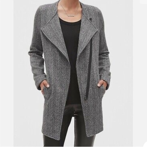 Banana Republic Gray Herringbone Long Coat Small - Picture 1 of 6